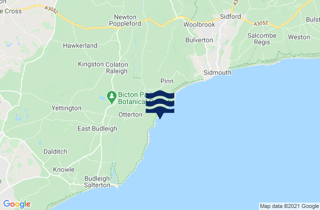 Mappa delle Getijden in Ladram Bay Beach, United Kingdom