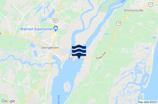 Mappa delle Getijden in Lafayette swing bridge Waccamaw River, United States