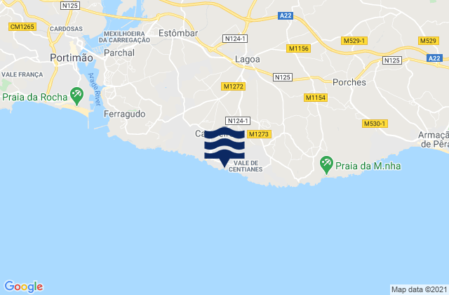 Mappa delle Getijden in Lagoa, Portugal