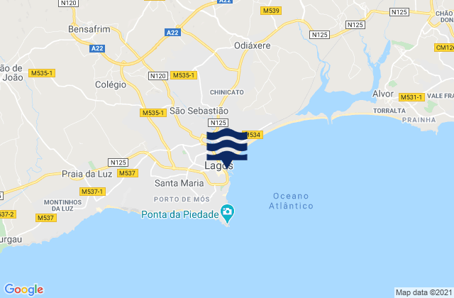 Mappa delle Getijden in Lagos, Portugal