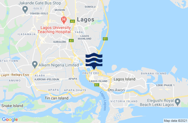 Mappa delle Getijden in Lagos Island Local Government Area, Nigeria
