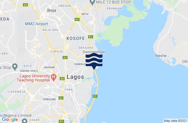 Mappa delle Getijden in Lagos State, Nigeria