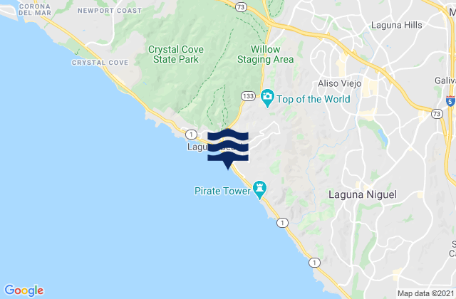 Mappa delle Getijden in Laguna Beach (Brooks Street), United States
