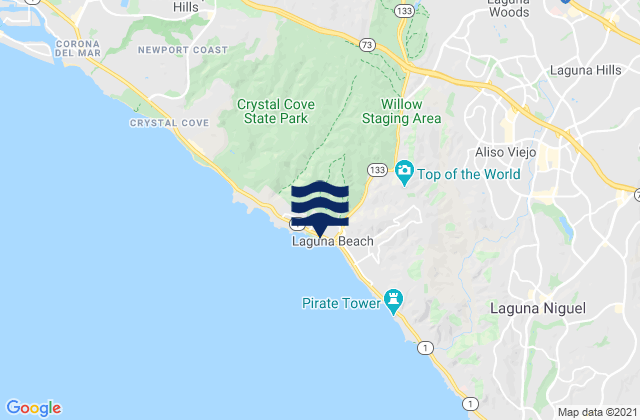 Mappa delle Getijden in Laguna Beach - Rockpile, United States