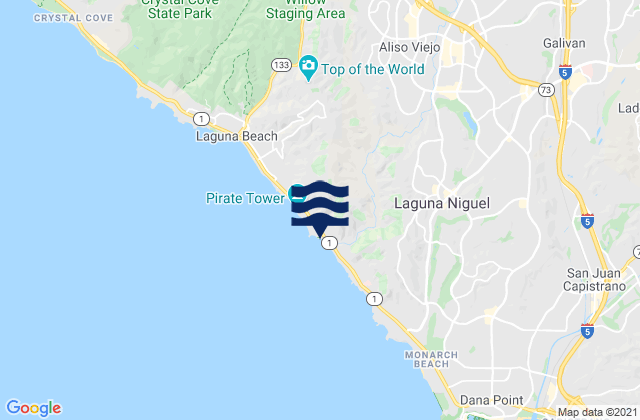 Mappa delle Getijden in Laguna Beach - South Crescent Bay, United States