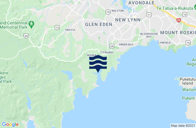 Mappa delle Getijden in Laingholm Bay, New Zealand