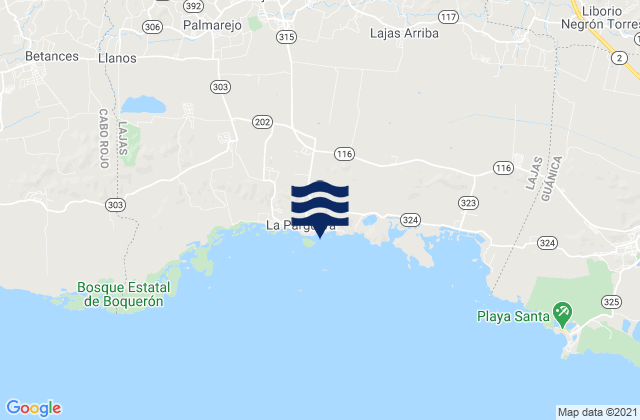 Mappa delle Getijden in Lajas Municipio, Puerto Rico