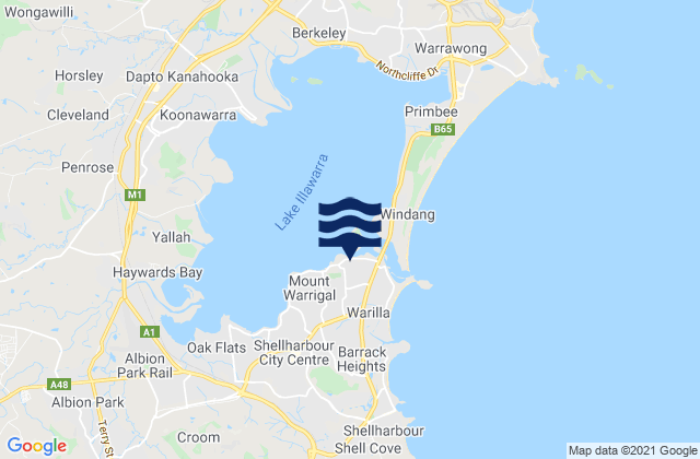 Mappa delle Getijden in Lake Illawarra, Australia