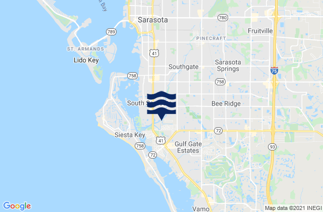Mappa delle Getijden in Lake Sarasota, United States