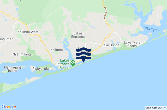 Mappa delle Getijden in Lakes Entrance, Australia
