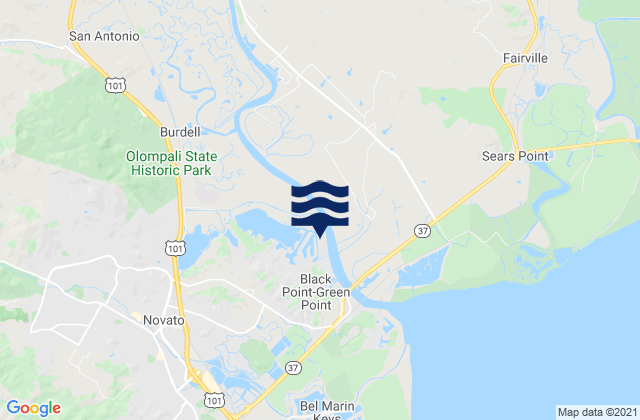 Mappa delle Getijden in Lakeville (Petaluma River), United States