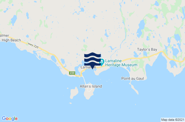 Mappa delle Getijden in Lamaline Harbour, Canada