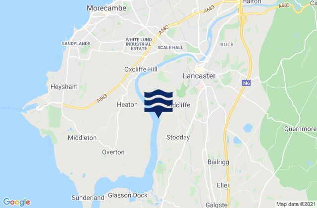 Mappa delle Getijden in Lancaster, United Kingdom