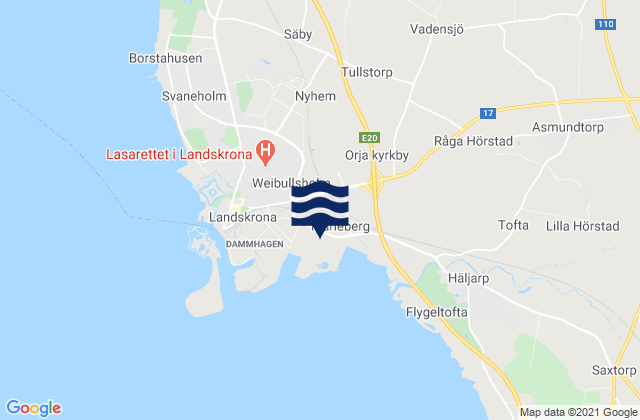 Mappa delle Getijden in Landskrona, Sweden