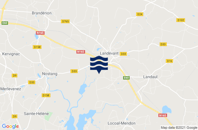 Mappa delle Getijden in Landévant, France