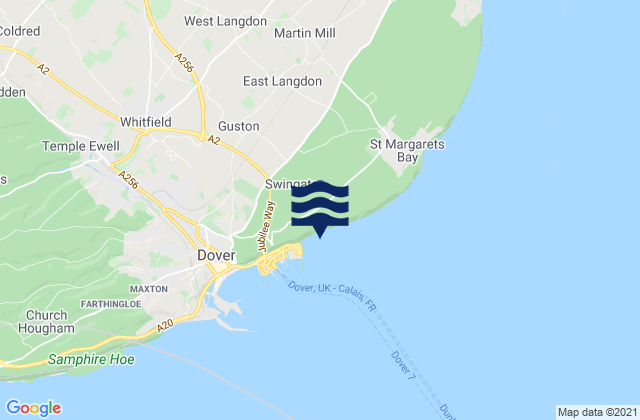Mappa delle Getijden in Langdon Bay, United Kingdom