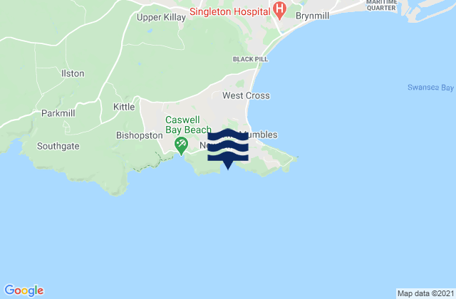 Mappa delle Getijden in Langland Bay Beach, United Kingdom