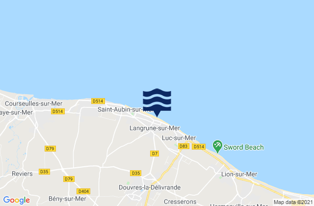 Mappa delle Getijden in Langrune-sur-Mer, France