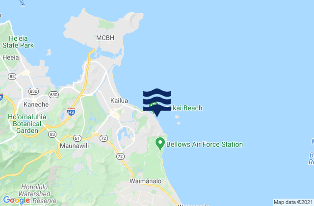 Mappa delle Getijden in Lanikai Beach, United States