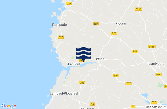 Mappa delle Getijden in Lanrivoaré, France