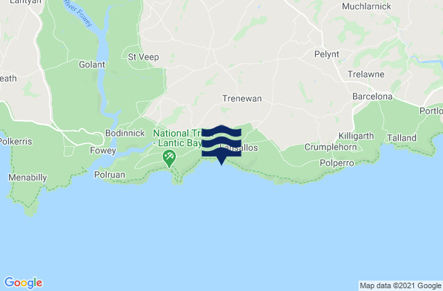 Mappa delle Getijden in Lansallos Beach, United Kingdom
