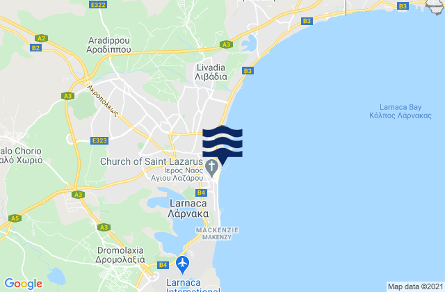 Mappa delle Getijden in Larnaca, Cyprus