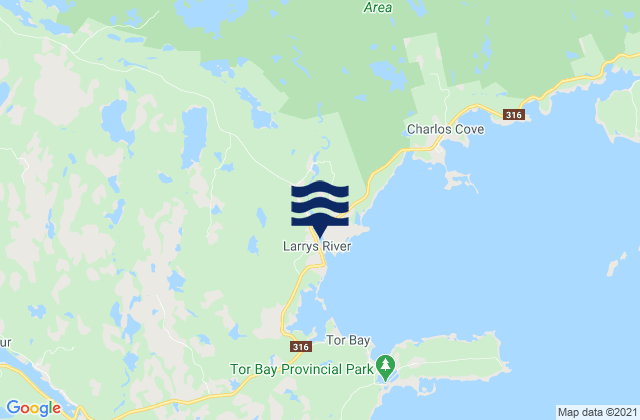 Mappa delle Getijden in Larrys River, Canada