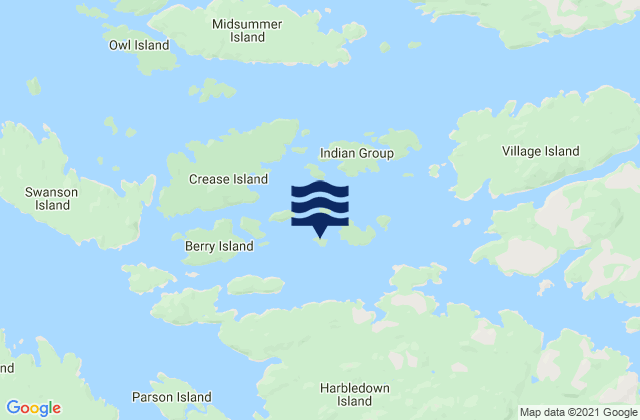 Mappa delle Getijden in Larsen Island, Canada