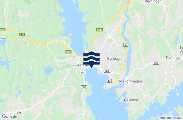 Mappa delle Getijden in Larvik, Norway