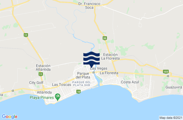 Mappa delle Getijden in Las Toscas, Uruguay