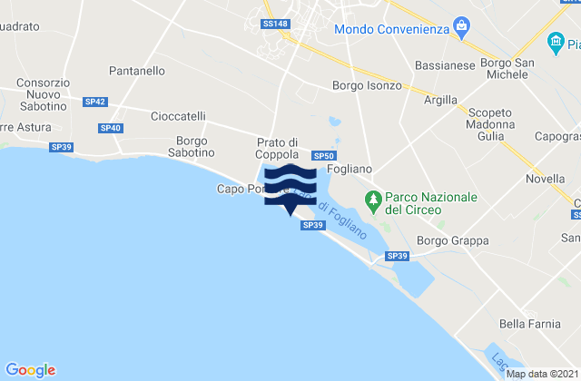 Mappa delle Getijden in Latina Scalo, Italy