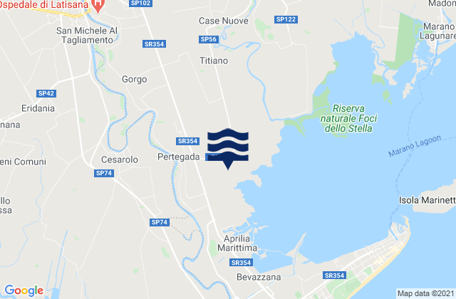 Mappa delle Getijden in Latisana, Italy