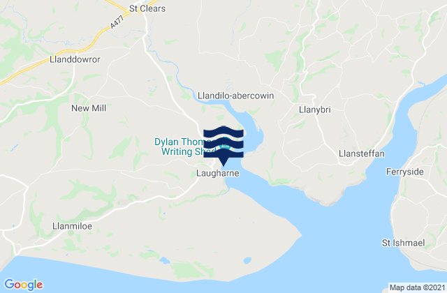 Mappa delle Getijden in Laugharne Beach, United Kingdom