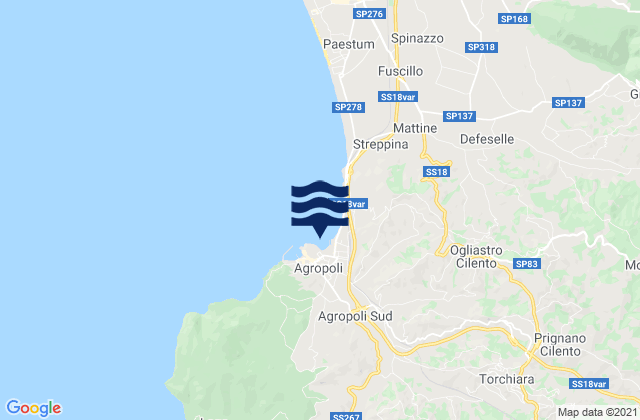 Mappa delle Getijden in Laureana Cilento, Italy