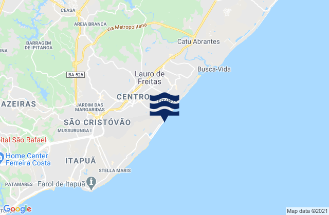 Mappa delle Getijden in Lauro de Freitas, Brazil