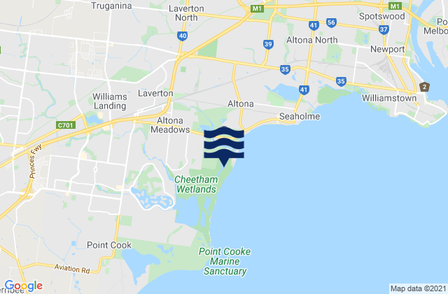 Mappa delle Getijden in Laverton, Australia