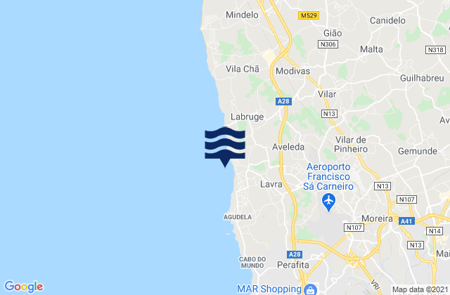 Mappa delle Getijden in Lavra, Portugal