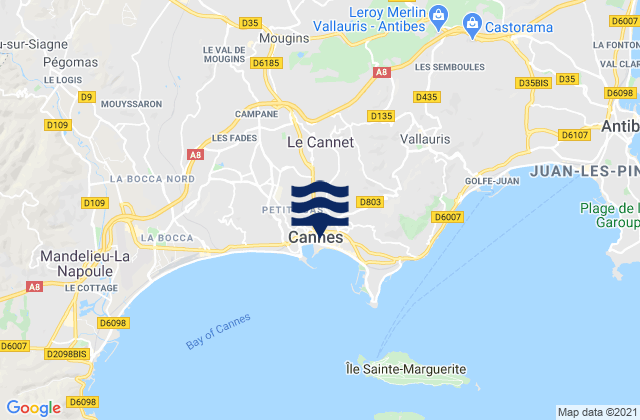 Mappa delle Getijden in Le Cannet, France