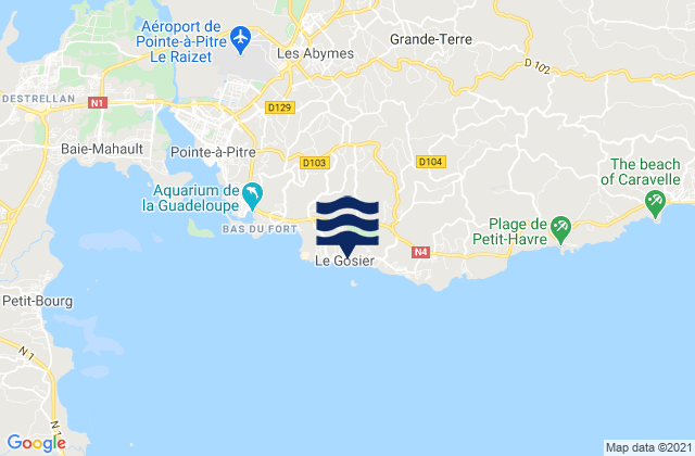 Mappa delle Getijden in Le Gosier, Guadeloupe