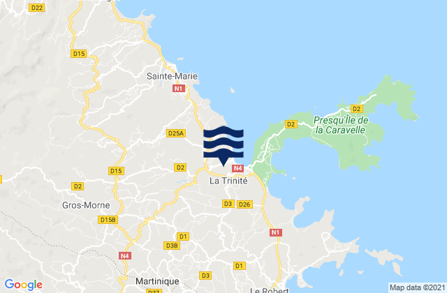 Mappa delle Getijden in Le Gros-Morne, Martinique
