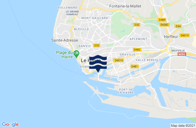 Mappa delle Getijden in Le Havre, France