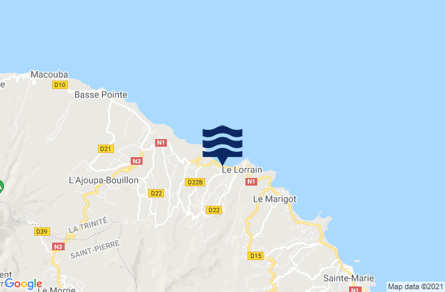 Mappa delle Getijden in Le Lorrain, Martinique