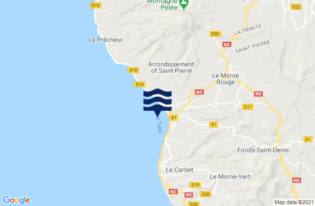 Mappa delle Getijden in Le Morne-Rouge, Martinique