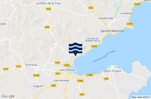 Mappa delle Getijden in Le Plan-de-la-Tour, France