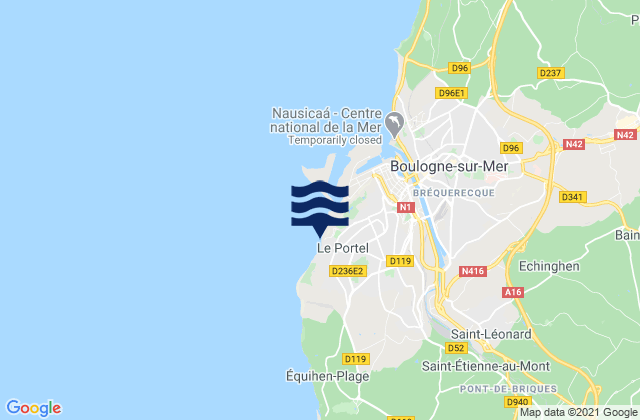 Mappa delle Getijden in Le Portel, France