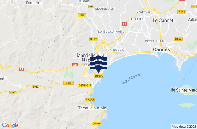 Mappa delle Getijden in Le Tignet, France