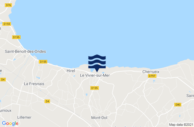 Mappa delle Getijden in Le Vivier-sur-Mer, France