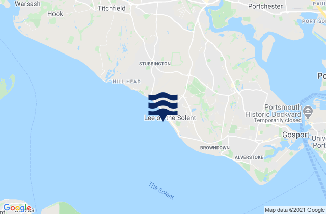 Mappa delle Getijden in Lee-on-Solent Beach, United Kingdom