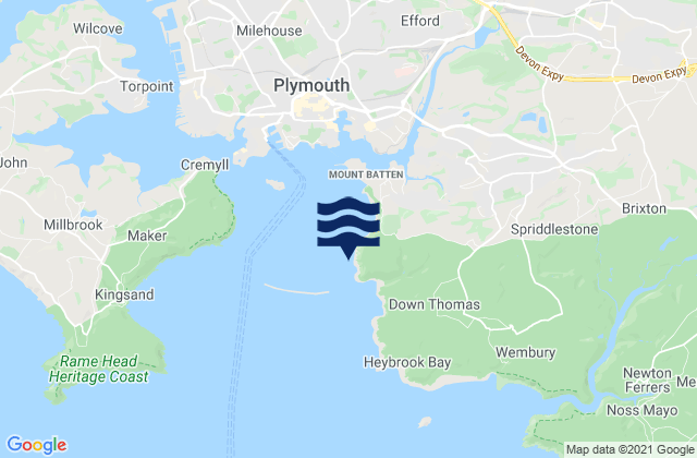 Mappa delle Getijden in Leekbed Bay, United Kingdom