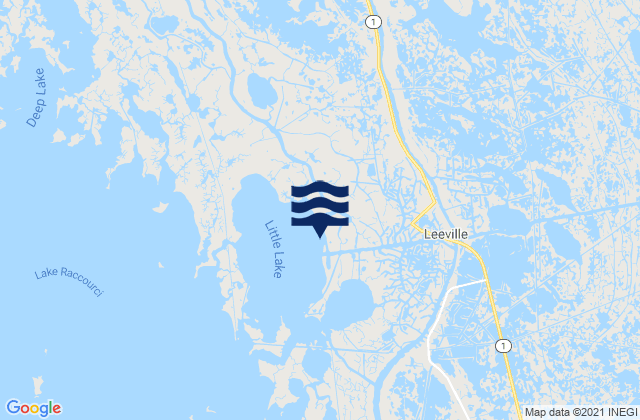 Mappa delle Getijden in Leeville Bayou Lafourche, United States